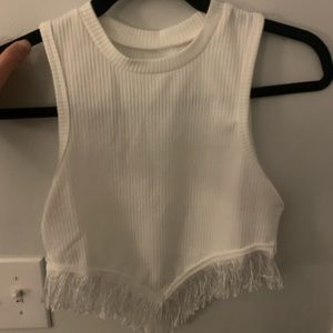 White Fringe Tank Top Nashville